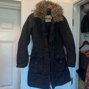 H&M Winter Coat - Fur Neck - Long Coat - Thick Lined SUPER COMFORTABLE - Size 4